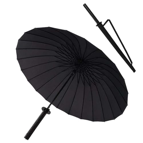 Generisch Samurai-Regenschirm mit langem Griff, Winddichter Regenschirm geradem Messer großer Schwertregenschirm mit Regenschirmhülle, Anime schwarz gerade 24 Rippen Regenschirm, 51.2 in Generisch Samurai-Regenschirm mit langem Griff, Winddichter Regenschirm geradem Messer großer Schwertregenschirm mit Regenschirmhülle, Anime schwarz gerade 24 Rippen Regenschirm, 51.2 in von Generisch