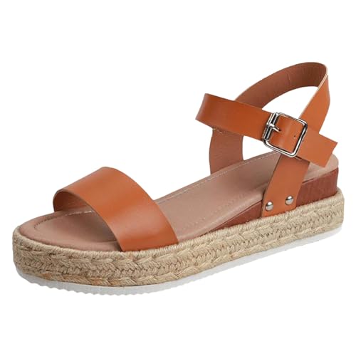 Generisch Sandalen Damen Frauen Schnalle Sandalen Casual Leichte Breit Barfuß Plateau Sommerschuhe Sandaletten Outdoor Orthopädische Schuhe Pantoletten Elegant Mit Fussbett Keilabsatz Schuhe von Generisch