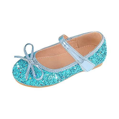 Generisch Sandalen Damen Kinder Mädchen Hochzeit Schuhe Blumenkind Schuhe Pailletten Feine Glitzer Schleife Mädchen Prinzessin Schuhe Sandaletten Kinder (Blue, 28 Little Child) von Generisch