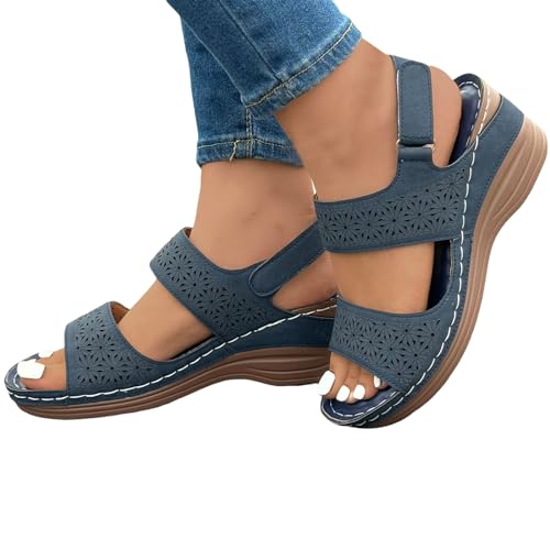 Generisch Sandalen Damen Sommer, Damen Dicke Sohlen Aushöhlung Keilsandaletten Damen Pantoffel Lässige Open Toe Orthopädische Sandalen Funky Strandsandalen Sommerschuhe Walking Sandals von Generisch