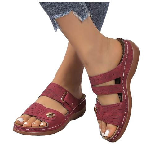 Generisch Sandalen Damen Sommer bequem elegant mit Absatz schwarz, Pantoletten Mit Wechselfußbett Modern - Fersensporn Peeptoe rutschfest Outdoor Vintage Sport Rot 40 Generisch Sandalen Damen Sommer bequem elegant mit Absatz schwarz, Pantoletten Mit Wechselfußbett Modern - Fersensporn Peeptoe rutschfest Outdoor Vintage Sport Rot 40 von Generisch