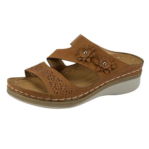 Generisch Sandaletten Damen Sommer Lässige und bequeme Druckfrei Freizeitsandale Klassische Weiches Fußbett Slingback Sommerschuhe Modische Leichte Sandaletten Slip-On von Generisch