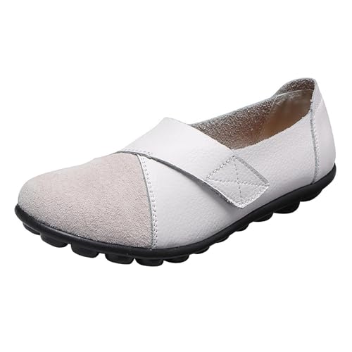 Generisch Schuhe Damen Schnürstiefel Damen-Nähmode, lässig, Flacher Absatz, Trendige Freizeitschuhe Fahrrad Schuhe Damen (White, 35) von Generisch