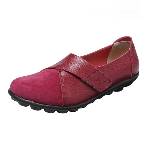 Generisch Schuhe Damen Schnürstiefel Damen-Nähmode, lässig, Flacher Absatz, Trendige Freizeitschuhe Fahrrad Schuhe Damen (Wine, 44) von Generisch