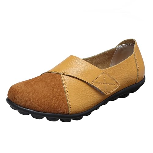 Generisch Schuhe Damen Schnürstiefel Damen-Nähmode, lässig, Flacher Absatz, Trendige Freizeitschuhe Fahrrad Schuhe Damen (Yellow, 37) von Generisch