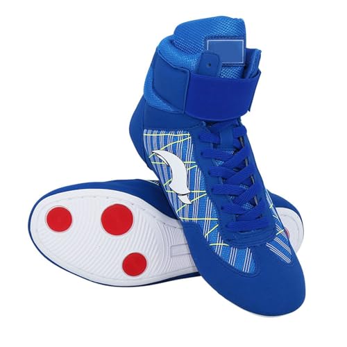 Generisch Schuhe Jungs 31 Kinder Boxschuhe High Top Training Wrestling Schuhe Lange Stiefel Boxschuhe Wettkampftraining Schuhe Kinder Jungs Sneaker (Blue, 38.5 Big Kids) von Generisch