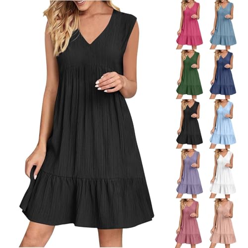 Generisch Sommerkleid Damen Elegant Kurz, Strandkleider Blusenkleid Ärmellos V-Ausschnitt Abendkleid Freizeitkleid Einfarbige Sommer Maxikleider Strandkleid Leicht Atmungsaktiv Damenkleider S-3XL Generisch Sommerkleid Damen Elegant Kurz, Strandkleider Blusenkleid Ärmellos V-Ausschnitt Abendkleid Freizeitkleid Einfarbige Sommer Maxikleider Strandkleid Leicht Atmungsaktiv Damenkleider S-3XL von Generisch