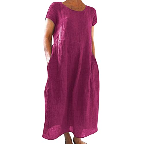 Generisch Sommerkleid Damen Leinenkleid Kurzarm Rundhalsausschnitt Freizeitkleid Große Größen Sommer Beach Strandkleid Leicht und Luftig Langes Kleid Elegante Summer Dress mit Taschen Generisch Sommerkleid Damen Leinenkleid Kurzarm Rundhalsausschnitt Freizeitkleid Große Größen Sommer Beach Strandkleid Leicht und Luftig Langes Kleid Elegante Summer Dress mit Taschen von Generisch