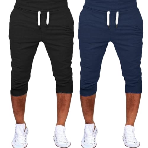 Generisch Sporthose Herren Kurz 2Er Pack Jogginghose Herren 3/4 Lang Sommerhoes Einfarbig Laufhose Leicht Laufhose Atmungsaktiv Trainingshose Mit Bündchen Freizeithose Bequem Sweatshorts Casual Hose Generisch Sporthose Herren Kurz 2Er Pack Jogginghose Herren 3/4 Lang Sommerhoes Einfarbig Laufhose Leicht Laufhose Atmungsaktiv Trainingshose Mit Bündchen Freizeithose Bequem Sweatshorts Casual Hose von Generisch