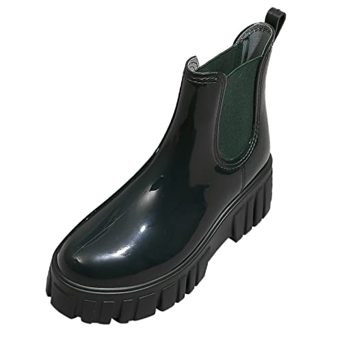 Generisch Stiefeletten Damen Frühling, Bequem Rutschfest Weitschaft Gummistiefel Chelsea Boots Ankle Wellies Kurz Wasserdicht Regenstiefeletten Regenschuhe Leicht Reitstiefel Regenstiefel von Generisch