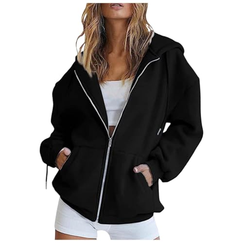 Generisch Sweet Jacke Damen, Sweatjacke Damen Dünne mit Kapuze Zip Hoodie Frühjahrsjacke Reißverschluss Kapuzenjacke Sommerjacke Y2k Sweatshirt Jacke Kapuzenpullover Damenjacken, Schwarz, XXL Generisch Sweet Jacke Damen, Sweatjacke Damen Dünne mit Kapuze Zip Hoodie Frühjahrsjacke Reißverschluss Kapuzenjacke Sommerjacke Y2k Sweatshirt Jacke Kapuzenpullover Damenjacken, Schwarz, XXL von Generisch