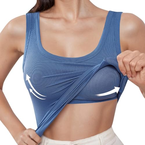 Generisch Tank Top Damen Tanktop Damen Baumwolle Camisole Tank Tops Mit Integriertem BH Unterhemd Verstellbarer Spaghettiträger/Breiter Schulterträger Basic Cami Top, XS-4XL Generisch Tank Top Damen Tanktop Damen Baumwolle Camisole Tank Tops Mit Integriertem BH Unterhemd Verstellbarer Spaghettiträger/Breiter Schulterträger Basic Cami Top, XS-4XL von Generisch