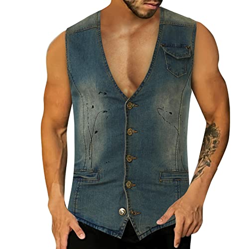 Generisch Weste Herren Sommer, Jeansweste Herren Blau Sommer Jeans Weste Für Männer Ärmellos Sommerweste Herrenwesten Kurze Denim Tears Leicht Gilet Trachtenweste Regular Fit Vintage Freizeitweste, M Generisch Weste Herren Sommer, Jeansweste Herren Blau Sommer Jeans Weste Für Männer Ärmellos Sommerweste Herrenwesten Kurze Denim Tears Leicht Gilet Trachtenweste Regular Fit Vintage Freizeitweste, M von Generisch