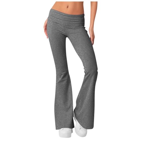 Generisch Yoga Hose Damen, Fashion Schlaghosen Blickdicht Slim Low Waisted Flared Leggings Sweatpants Jogginghosen Für Fitness Sportleggins Damen Lang High Waist Jogginghose Schlaghose (S, Dark Gray) von Generisch