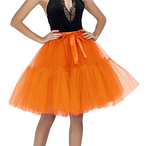 Generisch tüllrock Damen midi tüllrock Damen orange schwarzes Kleid Damen weihnachtskleid mädchen hochzeitskleider Skirt Kleid grün Damen Einheitsgröße 20.99 von Generisch