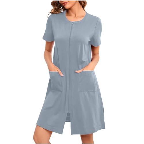 Gerafftes Oberkleid, Sommer, Zuhause, bequem, lässig, Umstandsrock, lockerer Schlafanzug, kurzärmelig, große Größe, Nachthemd, kurze Ärmel, Midi-Kleid, grau, XXL Gerafftes Oberkleid, Sommer, Zuhause, bequem, lässig, Umstandsrock, lockerer Schlafanzug, kurzärmelig, große Größe, Nachthemd, kurze Ärmel, Midi-Kleid, grau, XXL von Generisch