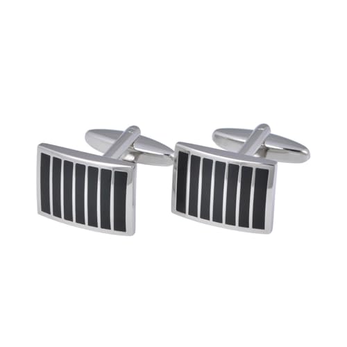 Geschwungene schwarze Emaille-Manschettenknöpfe für Herren, Hemdmanschetten, lang, kariert, minimalistisches Accessoire, A, Einheitsgröße, Metall, Kein Edelstein Geschwungene schwarze Emaille-Manschettenknöpfe für Herren, Hemdmanschetten, lang, kariert, minimalistisches Accessoire, A, Einheitsgröße, Metall, Kein Edelstein von Generisch