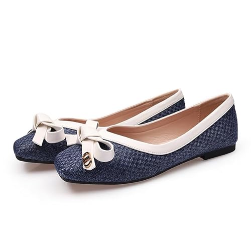 Gewebte Ballerinas Für Damen, Elegante, Lässige Ballerinas Mit Schleife Und Quadratischer Zehenpartie, Bequeme Slip-on-Wanderschuhe Gewebte Ballerinas Für Damen, Elegante, Lässige Ballerinas Mit Schleife Und Quadratischer Zehenpartie, Bequeme Slip-on-Wanderschuhe von Generisch