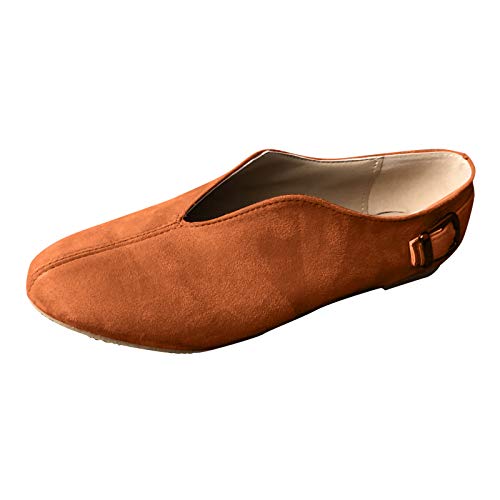 Gewebte Sandalen Casual Schnalle Spitz Flock Loafers Toe Sommer Riemen Schuhe Damen Freizeitschuhe Weite Weite, braun, 39 EU von Generisch