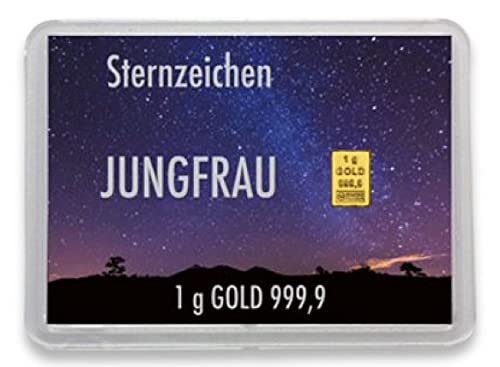 Goldbarren 1g – Sternzeichen Motivbox – Geschenk - Valcambi ESG - Feingold 999,9 (Jungfrau: 24. August - 23. September) von Generisch