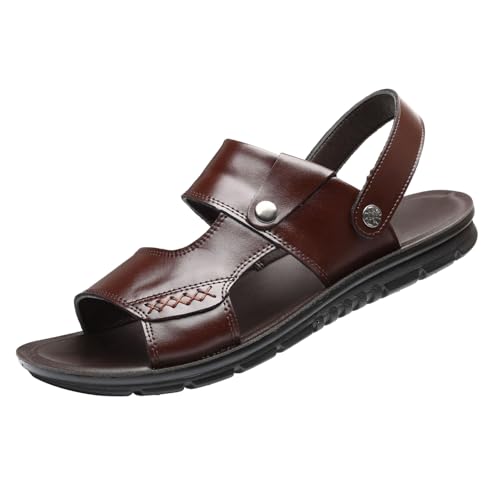 Große Herrensandalen für den Sommer, Rindsleder, lässige Strandschuhe, Leder, dicke Unterseite, mittlere Sandalen, Hausschuhe, Herrenschuhe, Slogs für Herren, braun, 43.5 EU Große Herrensandalen für den Sommer, Rindsleder, lässige Strandschuhe, Leder, dicke Unterseite, mittlere Sandalen, Hausschuhe, Herrenschuhe, Slogs für Herren, braun, 43.5 EU von Generisch