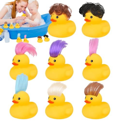 Gummienten mit Perücke, buntes Haar, lustige Gummienten, Perücken, Enten, Badeenten, 8 Stück, niedliche und lustige kleine Gummienten, Badewannenspielzeug, Duschspielzeug für Geburtstag, Sommer Gummienten mit Perücke, buntes Haar, lustige Gummienten, Perücken, Enten, Badeenten, 8 Stück, niedliche und lustige kleine Gummienten, Badewannenspielzeug, Duschspielzeug für Geburtstag, Sommer von Generisch