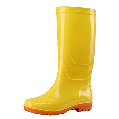 Gummistiefel Damen Elegant Hoch Frühling Leicht Regenschuhe Regenstiefeletten Wasserdicht Winddicht Weitschaft Gummistiefel Gartenschuhe Rutschfest Bequem Regenstiefel Gummi Stiefel von Generisch