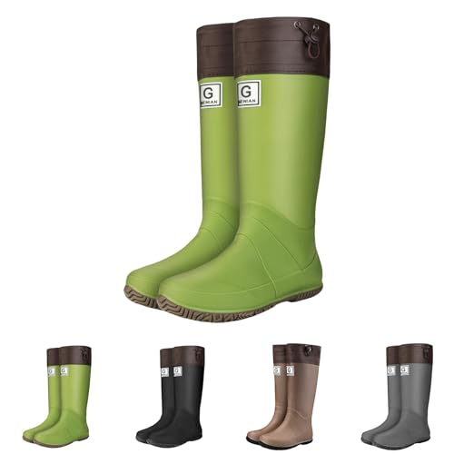 Gummistiefel für Damen, Regenstiefel für Damen, kniehoch, wasserdicht, bequem, leicht, Arbeit, Schlamm, Gummi, Regenschuhe für Garten, Angeln, Outdoor, mit verstellbarem Verschluss, grün, 40.5 EU Gummistiefel für Damen, Regenstiefel für Damen, kniehoch, wasserdicht, bequem, leicht, Arbeit, Schlamm, Gummi, Regenschuhe für Garten, Angeln, Outdoor, mit verstellbarem Verschluss, grün, 40.5 EU von Generisch