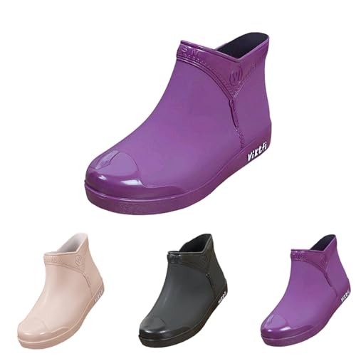 Gummistiefel für Damen, kurz, knöchelhoch, modische Regenstiefel, Damen-Gummistiefel, kurze Chelsea-Stiefel, wasserdicht, Gummi-Regenschuhe für Outdoor, Angeln, Landwirtschaft, Gartenarbeit, violett Gummistiefel für Damen, kurz, knöchelhoch, modische Regenstiefel, Damen-Gummistiefel, kurze Chelsea-Stiefel, wasserdicht, Gummi-Regenschuhe für Outdoor, Angeln, Landwirtschaft, Gartenarbeit, violett von Generisch