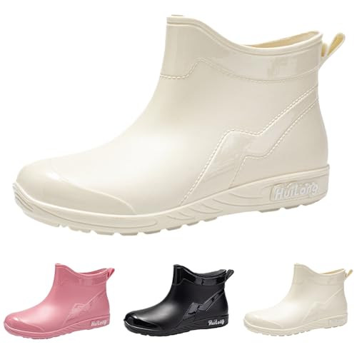 Gummistiefel für Damen, kurze Knöchel, Gartenschuhe, Damen-Gummistiefel, bequeme Chelsea-Stiefel, wasserdichte Regenschuhe für Wandern, Hofarbeit, Mucker-Stil, Outdoor-Aktivitäten, beige, 38 EU Gummistiefel für Damen, kurze Knöchel, Gartenschuhe, Damen-Gummistiefel, bequeme Chelsea-Stiefel, wasserdichte Regenschuhe für Wandern, Hofarbeit, Mucker-Stil, Outdoor-Aktivitäten, beige, 38 EU von Generisch