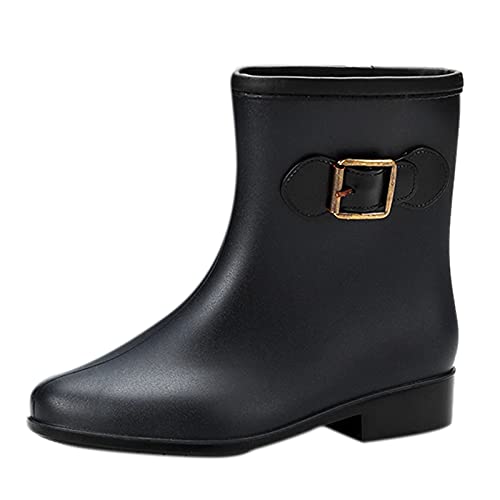 Gummistiefel für Herren, breite Wade, Schnallenstiefel, Zehenstiefel, Regenschuhe für Damen, Schwarz , 38 EU Gummistiefel für Herren, breite Wade, Schnallenstiefel, Zehenstiefel, Regenschuhe für Damen, Schwarz , 38 EU von Generisch
