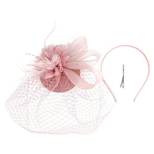 Haarband für Damen, Bankett, Federblumen, Haarschmuck, Hut, Haarband für Damen (Rosa, Einheitsgröße) von Generisch