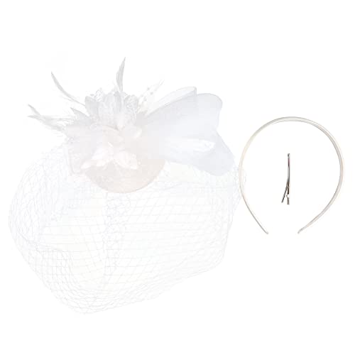 Haarband für Damen, Bankett, Federblumen, Haarschmuck, Hut, Haarband für Damen (Weiß, Einheitsgröße) von Generisch