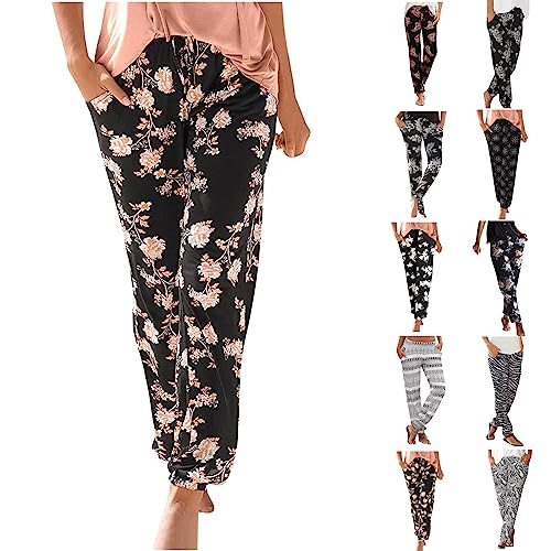 Halara Hosen Damen Sommer Haremshose Schlupfhose Boho Strandhose Sommerhose Leicht Freizeithose Loose Frauen Hose mit Taschen Stoffhose Jogginghose Yogahose Lockere Luftig Sommerhosen von Generisch