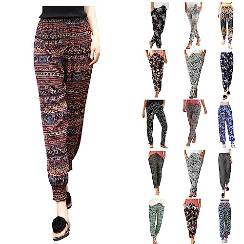 Halara Hosen Damen Sommer Haremshose Schlupfhose Boho Strandhose Sommerhose Leicht Freizeithose Loose Frauen Hose mit Taschen Stoffhose Jogginghose Yogahose Lockere Luftig Sommerhosen von Generisch