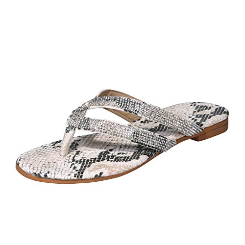 Hausschuhe für Damen, Flip-Flops, Sandalen, Freizeitschuhe, Slider, Kristall, Damen-Slipper Flip-Flops, Größe 42, beige, 37.5 EU von Generisch