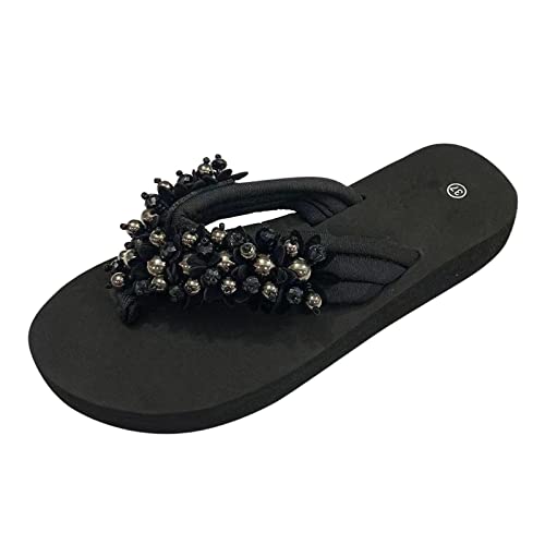 Hausschuhe für Damen, Sommer, Flip-Flops, offener Zehenbereich, Strasssteine, Bohemian-Sandalen, Freizeitschuhe, Jungen, Kleid, Sandalen, Größe 47, Schwarz , 37.5 EU Hausschuhe für Damen, Sommer, Flip-Flops, offener Zehenbereich, Strasssteine, Bohemian-Sandalen, Freizeitschuhe, Jungen, Kleid, Sandalen, Größe 47, Schwarz , 37.5 EU von Generisch