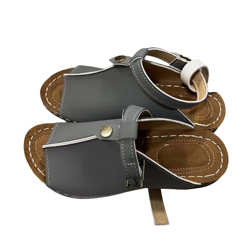 Hausschuhe für Damen, breite Passform, Schnalle, flache Unterseite, römische Schuhe, Sommersandalen, modische Damen-Sandalen, Flipflops, grau, 38 EU Hausschuhe für Damen, breite Passform, Schnalle, flache Unterseite, römische Schuhe, Sommersandalen, modische Damen-Sandalen, Flipflops, grau, 38 EU von Generisch