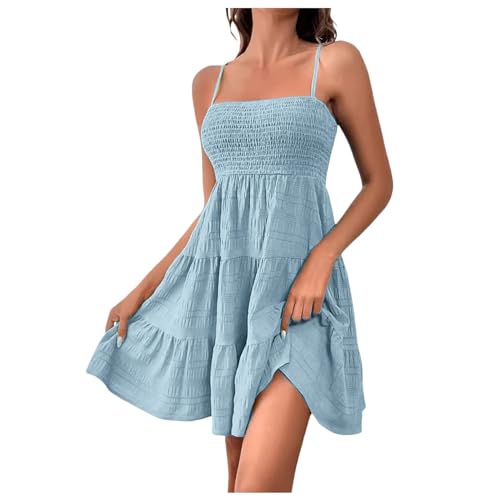 Hellblau Sommerkleid Damen Sexy SpaghettiträGer TräGerloses Empire Waist TräGerkleid Kurz Bandeau Neckholder Kleid Freizeit Minikleid Strandkleider Leicht Und Luftig Italienische Mode Cute Dress M Hellblau Sommerkleid Damen Sexy SpaghettiträGer TräGerloses Empire Waist TräGerkleid Kurz Bandeau Neckholder Kleid Freizeit Minikleid Strandkleider Leicht Und Luftig Italienische Mode Cute Dress M von Generisch