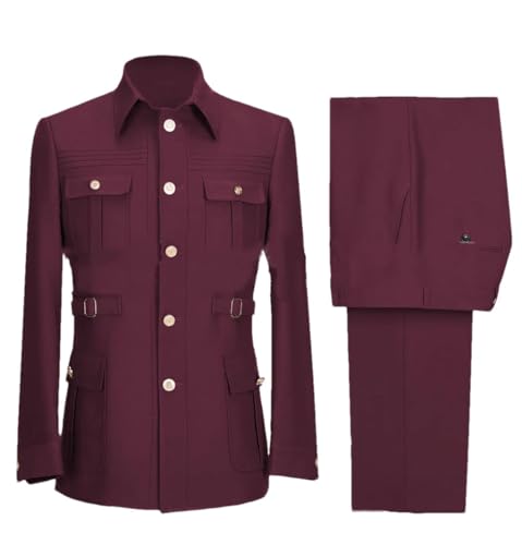 Herren-Anzüge, Blazer, Jacke, Hose, 2-teilig, für Business, Mantel, Blazer, Jacke, Bräutigam, Smoking, einreihig, burgunderfarben, M Herren-Anzüge, Blazer, Jacke, Hose, 2-teilig, für Business, Mantel, Blazer, Jacke, Bräutigam, Smoking, einreihig, burgunderfarben, M von Generisch