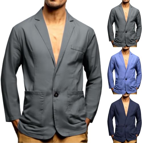 Herren Casual Leinen Jacke Leichtgewicht Sporty Anzugjacke Leisure Blazer DüNn Atmungsaktiv Sakkos Sommer Herbst Leinenjacke Einfarbig Freizeitjacke Regular Fit Sportmantel Modern Business Jacket Herren Casual Leinen Jacke Leichtgewicht Sporty Anzugjacke Leisure Blazer DüNn Atmungsaktiv Sakkos Sommer Herbst Leinenjacke Einfarbig Freizeitjacke Regular Fit Sportmantel Modern Business Jacket von Generisch