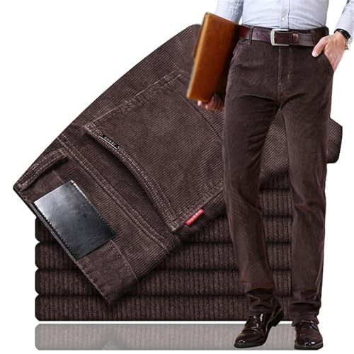 Herren Cordhose mit klassischer Passform, für Herbst und Winter, legere Plissee-Hose, stilvoll und bequem, versteckt, extra, gerade Hose, coffee, 48 Herren Cordhose mit klassischer Passform, für Herbst und Winter, legere Plissee-Hose, stilvoll und bequem, versteckt, extra, gerade Hose, coffee, 48 von Generisch
