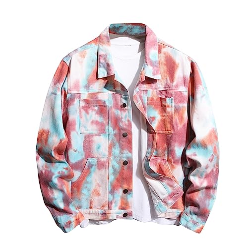 Herren Denim Casual Camouflage Street Style europäische und amerikanische Jacken Herren Uhr (Red, L) Oberbekleidung Einfach Elastisch Oberbekleidung von Generisch