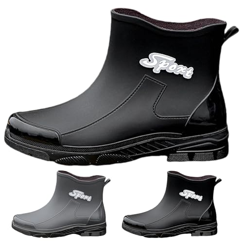 Herren Gummistiefel Kurze Knöchel Gummistiefel Bequeme Chelsea Boots Casual Mode Gummi Regen Schuhe für Wandern Hofarbeit Mucker Style Outdoor Aktivitäten, Schwarz , 41 1/3 EU Herren Gummistiefel Kurze Knöchel Gummistiefel Bequeme Chelsea Boots Casual Mode Gummi Regen Schuhe für Wandern Hofarbeit Mucker Style Outdoor Aktivitäten, Schwarz , 41 1/3 EU von Generisch