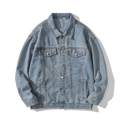 Herren Jeansjacke Retro Loose Revers Arbeitsjacke High Street und vielseitige Kleidung, blau, XL Herren Jeansjacke Retro Loose Revers Arbeitsjacke High Street und vielseitige Kleidung, blau, XL von Generisch