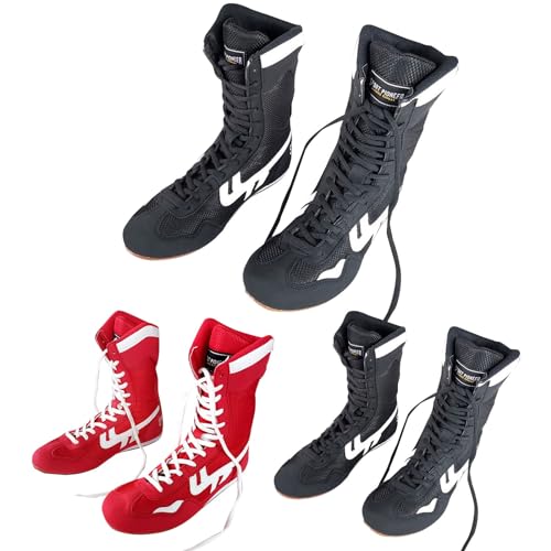 Herren-Kampfsportschuhe, Wrestling-Stiefel, hohe Taekwondo-Turnschuhe, Netzstoff, knielang, Muay-Thai-Schuh, modischer Kungfu-Show-Schuh für Unisex, Schnürschuhe, Trainingsschuhe, rot, 42 2/3 EU Herren-Kampfsportschuhe, Wrestling-Stiefel, hohe Taekwondo-Turnschuhe, Netzstoff, knielang, Muay-Thai-Schuh, modischer Kungfu-Show-Schuh für Unisex, Schnürschuhe, Trainingsschuhe, rot, 42 2/3 EU von Generisch