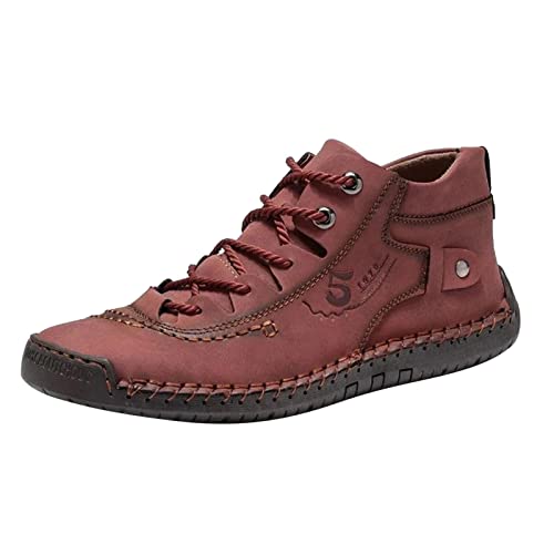 Herren-Leder-Freizeitschuhe, Schlupfschuhe, Wanderschuhe, flache weiche Unterseite, bequeme Halbschuhe, Schnürschuhe, Freizeitschuhe, breit, extra breit, modisch, Sommerschuhe, Walking-Sneaker, von Generisch