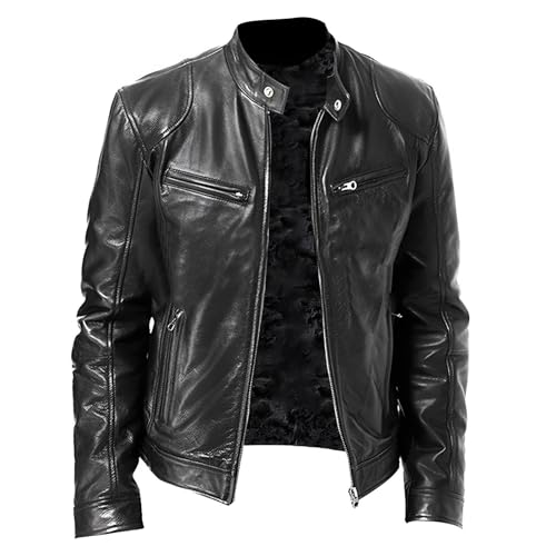 Herren Lederjacke Motorrad Jacke Winddicht Punkstil Bomberjacke Vintage Bikerjacke Männer Casual Lederblouson Mode Motorradjacke Reißverschluss Kunstlederjacke Herren Lederjacke Motorrad Jacke Winddicht Punkstil Bomberjacke Vintage Bikerjacke Männer Casual Lederblouson Mode Motorradjacke Reißverschluss Kunstlederjacke von Generisch