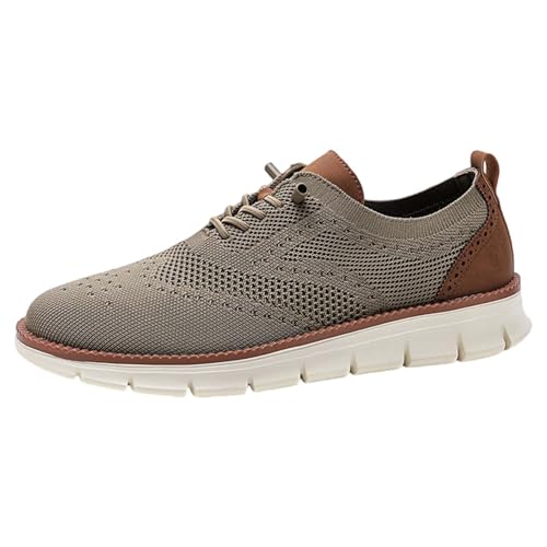 Herren Leichte Oxford Turnschuhe Atmungsaktiv Strick Mesh Kleid Schuhe mit Schnürverschluss Casual Smart Walking Schuhe für Büro Alltag Reisen Stilvolle Bequeme Formale Schuhe für Männer, khaki, 39 EU Herren Leichte Oxford Turnschuhe Atmungsaktiv Strick Mesh Kleid Schuhe mit Schnürverschluss Casual Smart Walking Schuhe für Büro Alltag Reisen Stilvolle Bequeme Formale Schuhe für Männer, khaki, 39 EU von Generisch