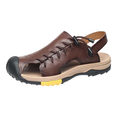 Herren-Outdoor-Freizeitschuhe, Netzschuhe, rutschfest, atmungsaktiv, Sport-Wanderschuhe, leicht, atmungsaktiv, Baotou-Sandalen, offene Zehensandalen, Größe 47, braun, 8 UK 3X-Narrow von Generisch